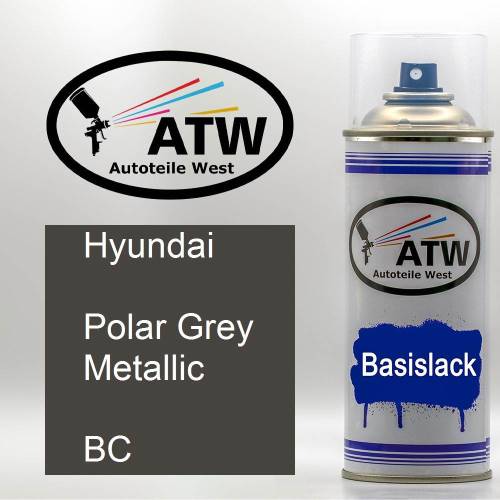 Hyundai, Polar Grey Metallic, BC: 400ml Sprühdose, von ATW Autoteile West.